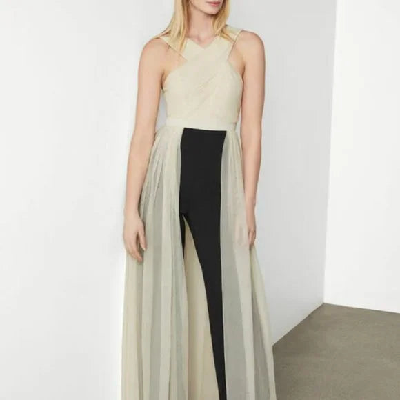 BCBGMAXAZRIA Cress-Cross Front Evening Formal Jumpsuit NWT