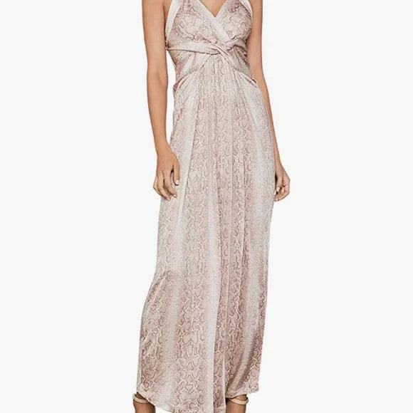 BCBGMAXAZRIA Bare Pink Python Maxi Sundress