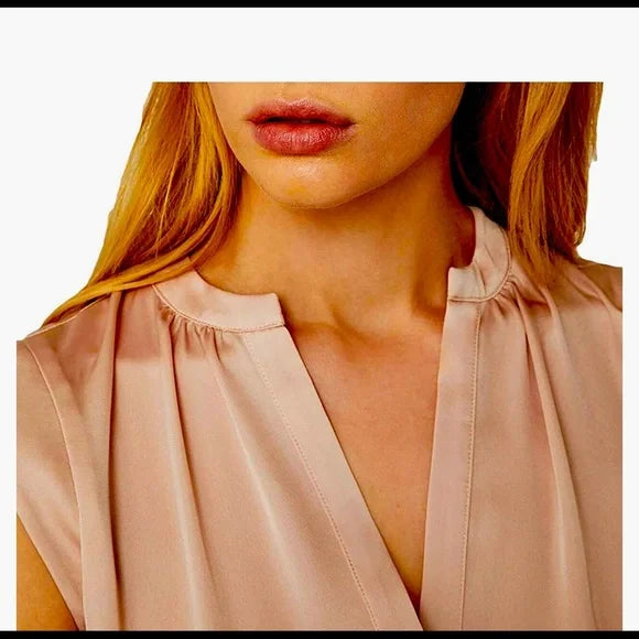 BCBG MAXAZRIA  Pintucked Satin Tunic