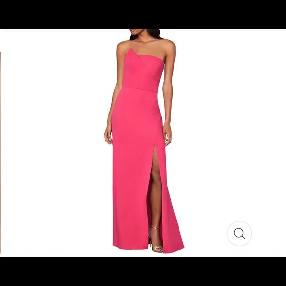 BCBGMAXAZRIA  WOMENS STRAPLESS SLIT FORMAL DRESS