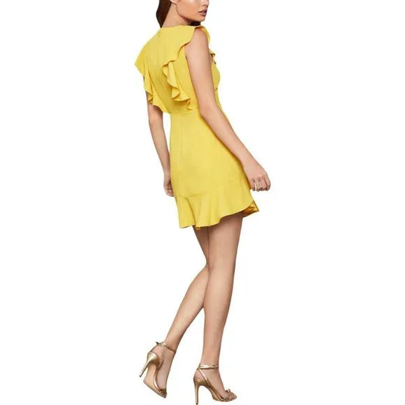BCBGMAXAZRIA Yellow ruffled dress