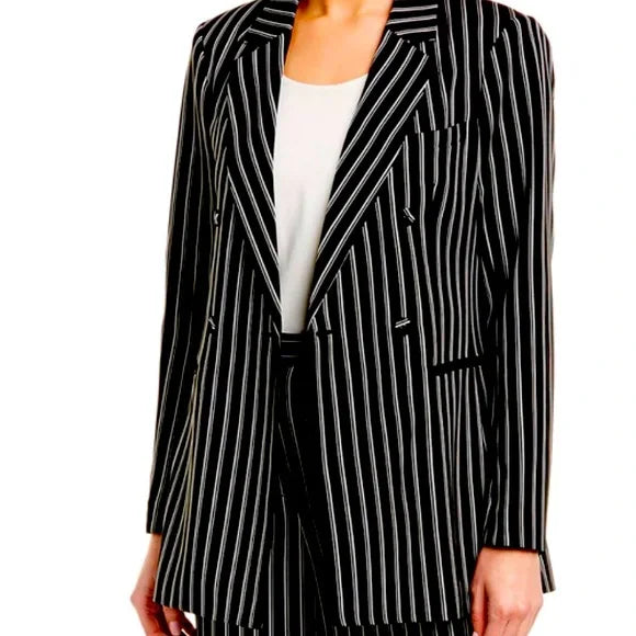 BLACK WHITE STRIPED BCBGMAXAZRIA JACKET
