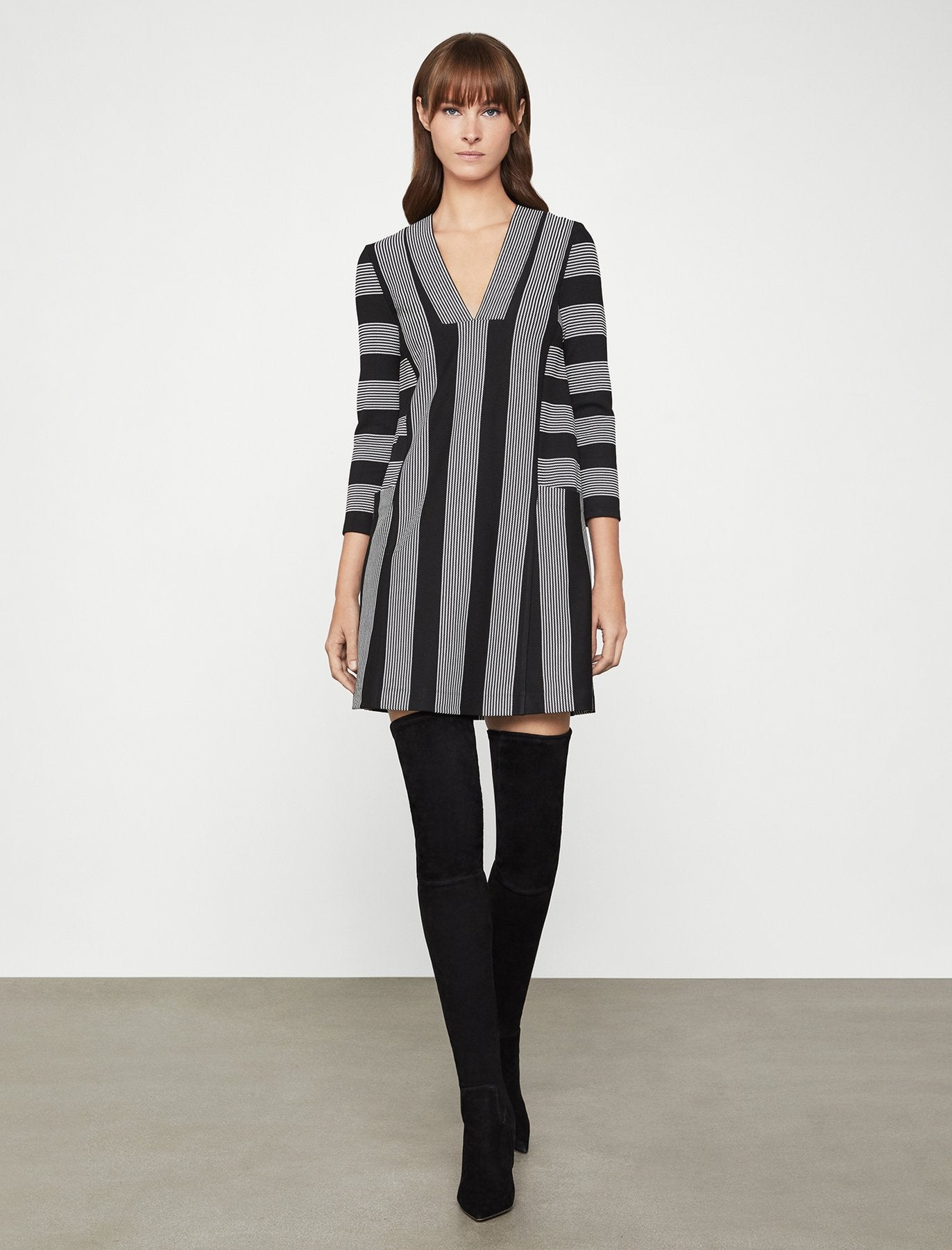 BCBGMAXAZRIA black and white striped dress