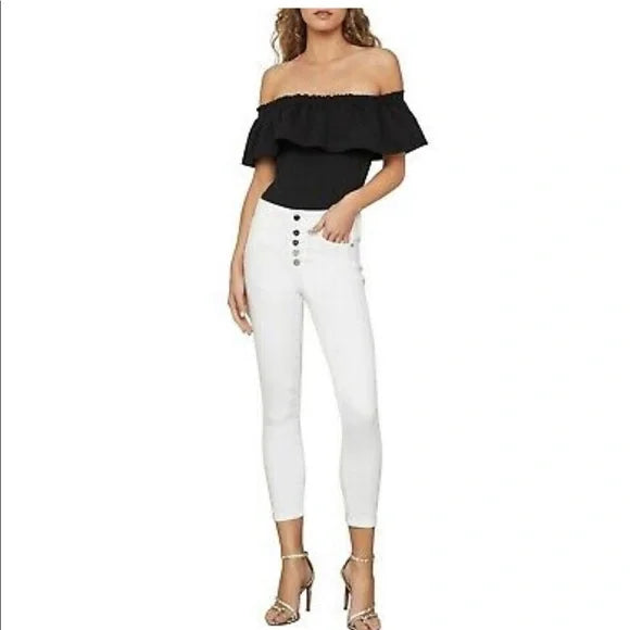 Ruffled off-the-shoulder top NWT BCBGMaxAzria