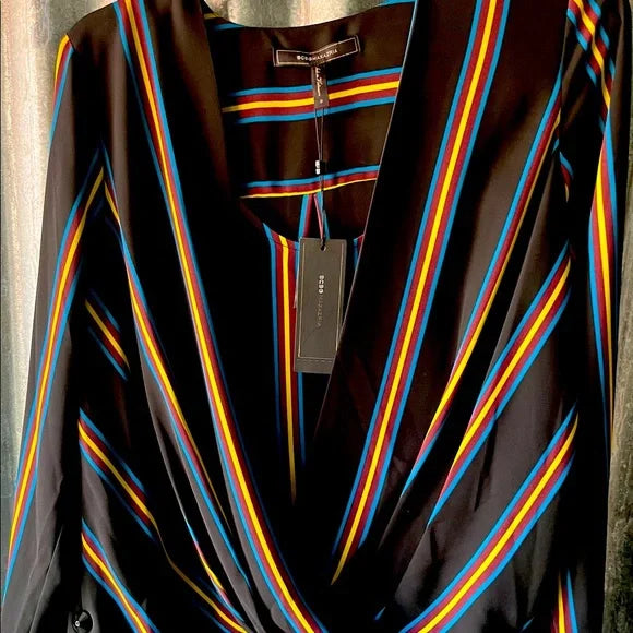 Blue yellow striped top NWT BCBGMaxAzria
