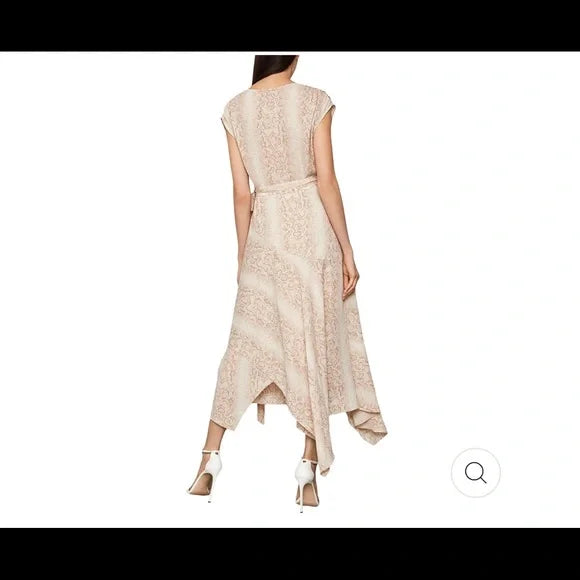 BCBGMAXAZRIA Bare Pink Python Maxi Wrap Dress