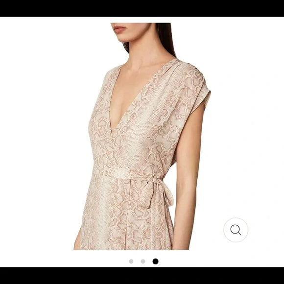 BCBGMAXAZRIA Bare Pink Python Maxi Wrap Dress
