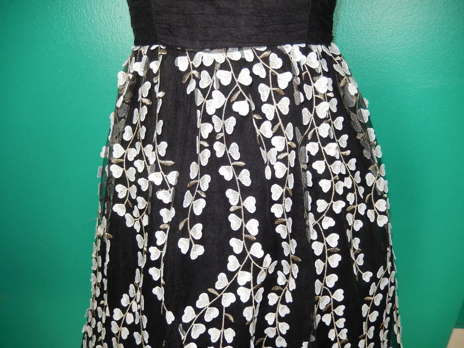 BCBG Floral Embroidered Strapless High/Low Gown