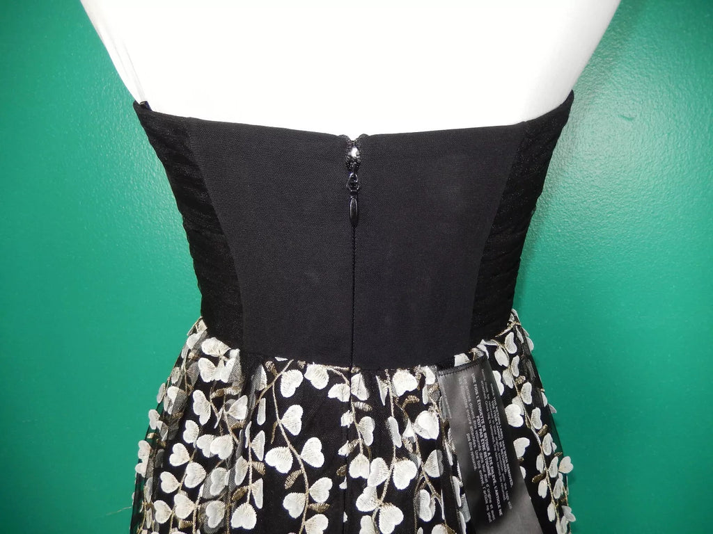 BCBG Floral Embroidered Strapless High/Low Gown