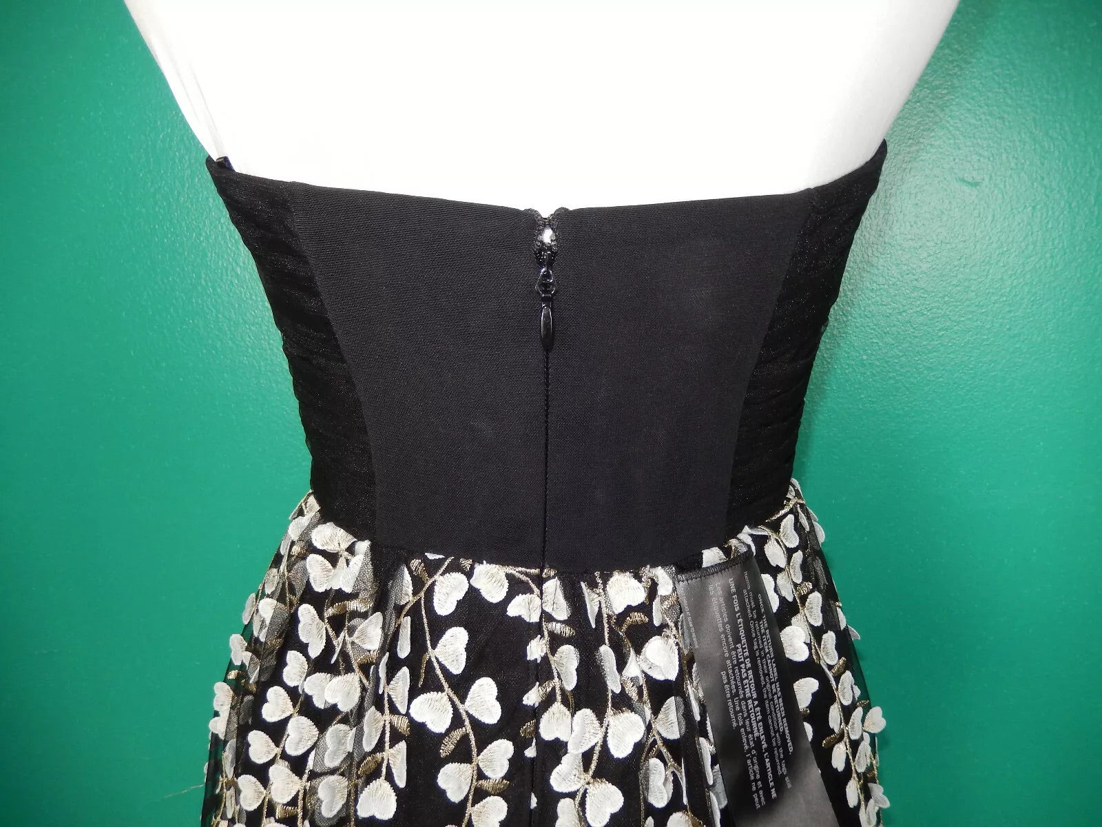 BCBG Floral Embroidered Strapless High/Low Gown