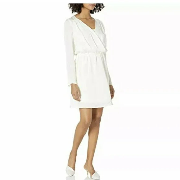 Ivory Satin Drawstring Waist Dress Boutique BCBGMaxAzria