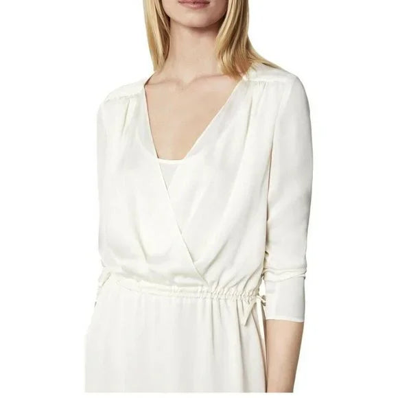 Ivory Satin Drawstring Waist Dress Boutique BCBGMaxAzria