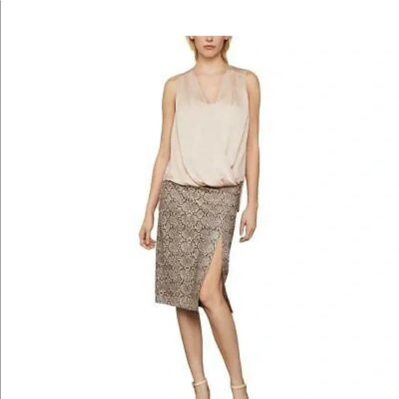 Faux Leather Snake Print Midi Pencil NWT BCBGMaxAzria