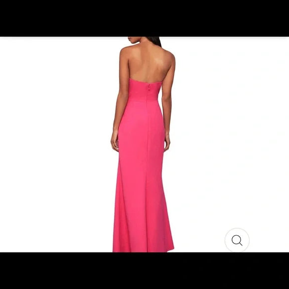 BCBGMAXAZRIA  WOMENS STRAPLESS SLIT FORMAL DRESS