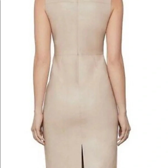 BCBG MAXAZRIA Faux Leather Sleeveless Midi Dress Bare