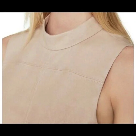 BCBG MAXAZRIA Faux Leather Sleeveless Midi Dress Bare