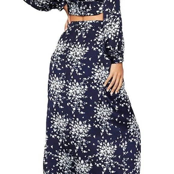 BCBGMAXAZRIA Womens Satin Floral Maxi Skirt