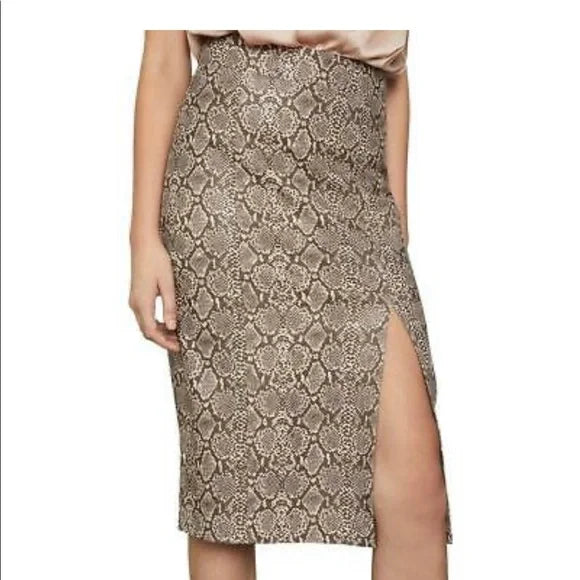 Faux Leather Snake Print Midi Pencil NWT BCBGMaxAzria