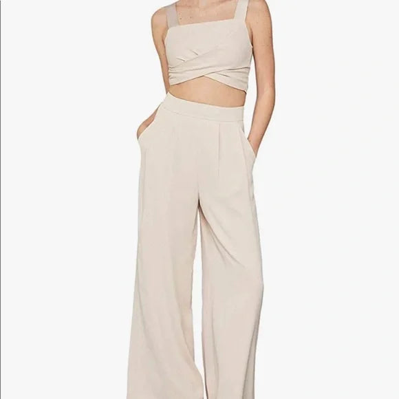 Wide-Leg Twill Trousers. TOP Also available NWT BCBGMaxAzria