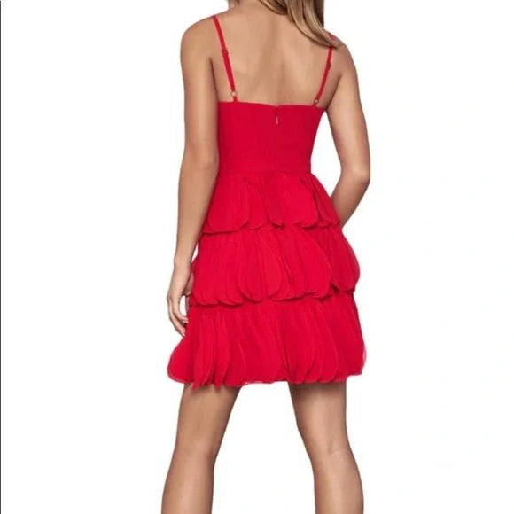 BCBG MAX AZRIA WOMENS CHIFFON V-NECK MINI DRESS