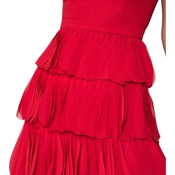 BCBG MAX AZRIA WOMENS CHIFFON V-NECK MINI DRESS