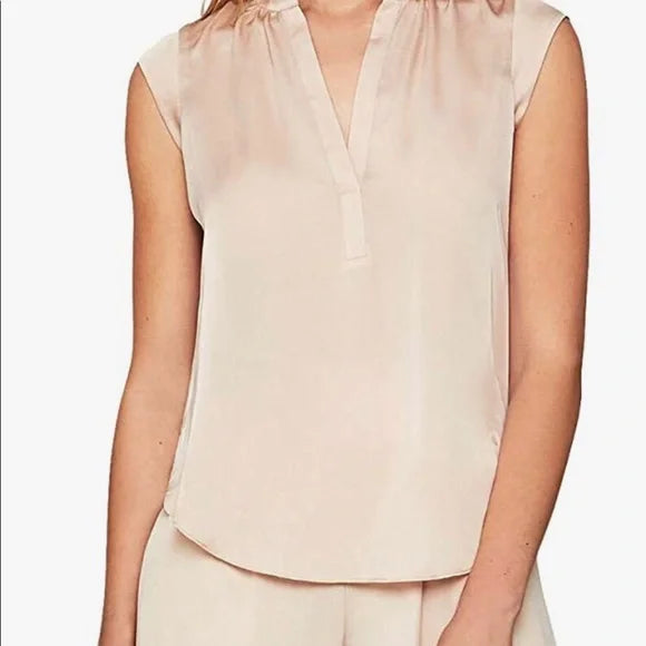 BCBG MAXAZRIA  Pintucked Satin Tunic