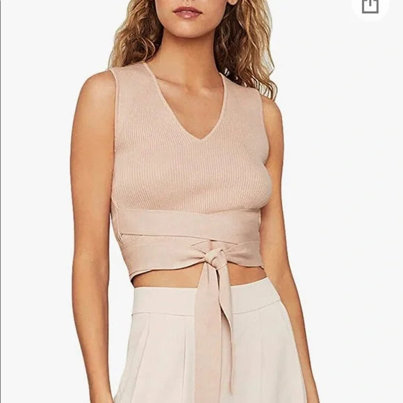 BCBG MAXAZRIA  Cotton Rib Wrap Top
