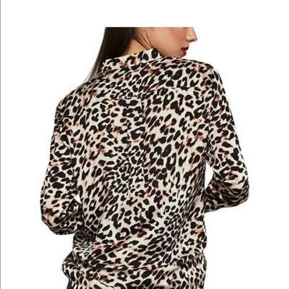 BCBG MAXAZRIA Animal Print Long Sleeve Blouse