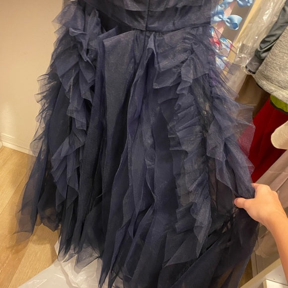 BCBG Navy Tulle Swarovski Crystals Formal Dress Gown