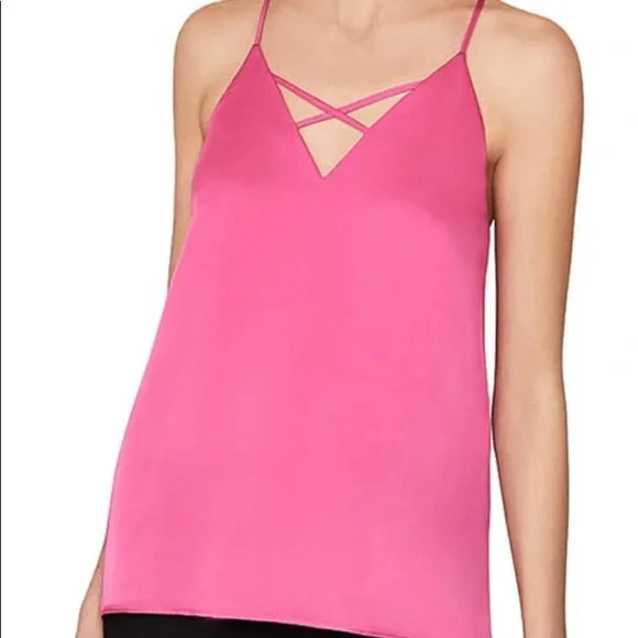 BCBG MAX AZRIA WOMENS LACE-UP SLEEVELESS BLOUSE