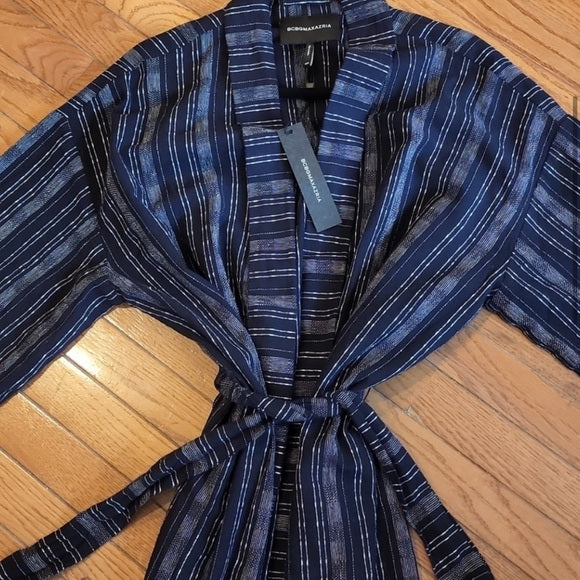 BCBG Womens Navy Topper Midi Office Jacket Blazer