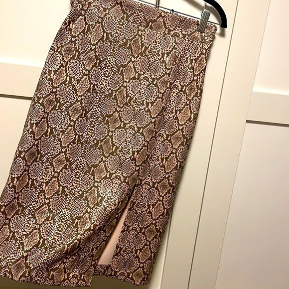 BCBG Snake-Embossed Faux-Leather Midi Skirt