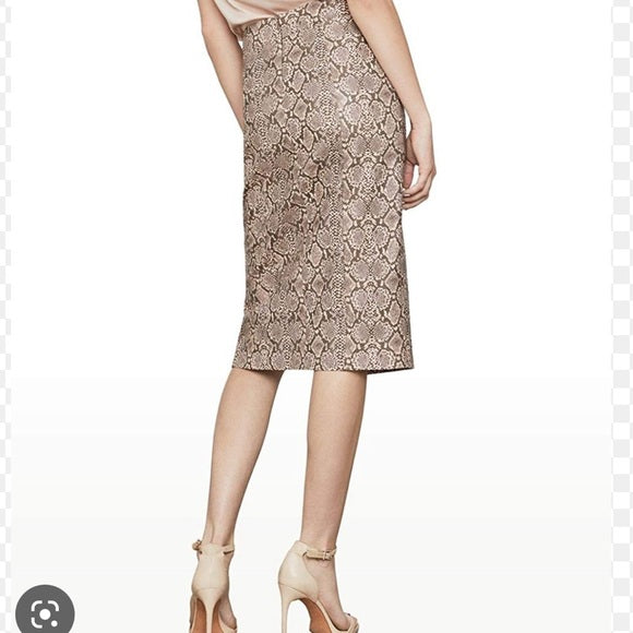BCBG Snake-Embossed Faux-Leather Midi Skirt
