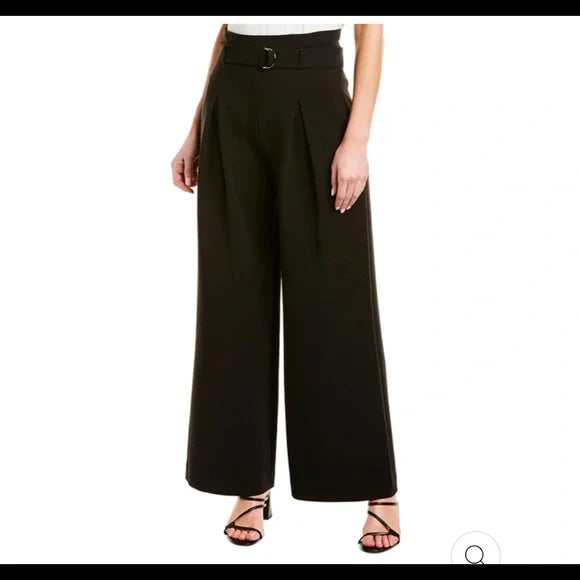 BCBG MAXAZRIA PAPERBAG HIGH-WAIST WIDE LEG PANTS